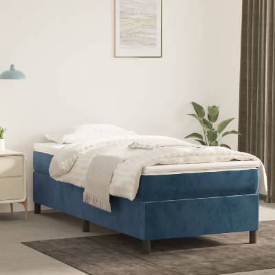 vidaXL 3144658 Boxspring postel s matrací samet / barva Tmavě moddrá