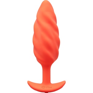 b-Vibe Swirl Uniquely Textured Silicone Vibrating Plug Orange