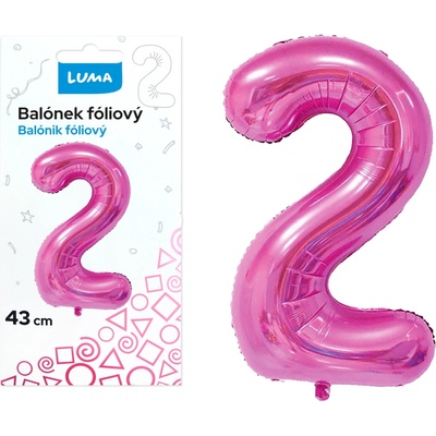 LUMA Balónek foliový č.2 RŮŽOVÝ 43 cm