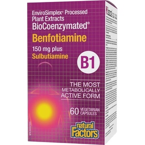 Natural Factors BioCoenzymated Benfotiamine B1 plus Sulbutiamine, 60 Capsules