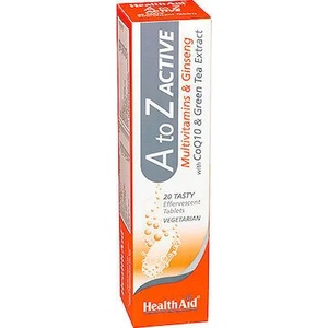 HEALTHAID Хранителна добавка Мултивитамини+ Джинджифил CoQ10 , Health Aid A to Z Active Multivitamins & Ginseng with CoQ10 20eff. tabs
