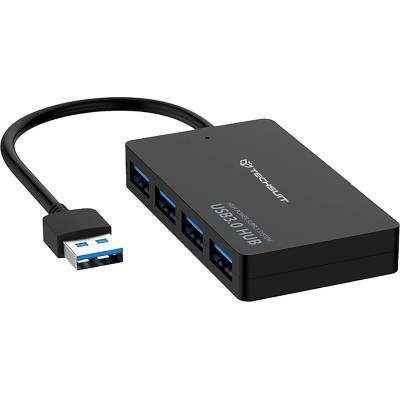 Techsuit - Докинг станция QuantumNode 4 в 1 (H15) - USB към 4x USB 3.0, ABS - Черна