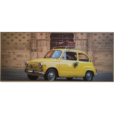 Bondecor Obraz na plátně v rámu "Žlutý veterán" 134x59cm Barva: Přírodní rám