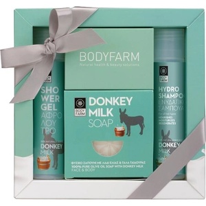 Bodyfarm Donkey Milk Комплект - Душ гел, Шампоан и Сапун, 2 х 50 ml + 110 g - ozone