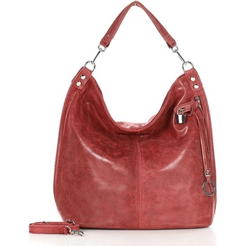 Mazzini Marco kožená kabelka na rameno XL hobo bag ružová s92oo