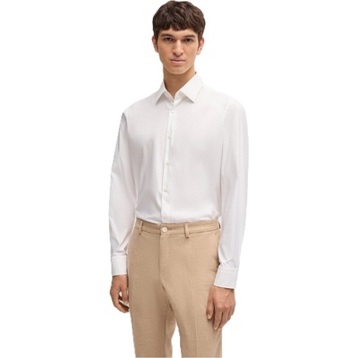 HUGO BOSS Риза с дълъг ръкав Boss Men's P Joe Kent Long Sleeve Oxford Shirt - White