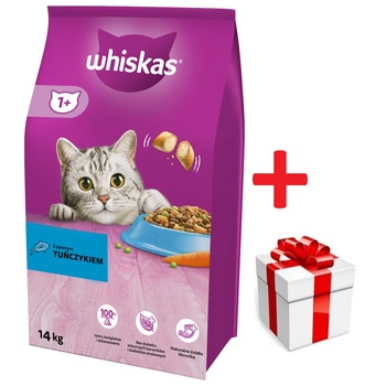 Whiskas Adult 14кг - суха храна за възрастни котки, с вкусна риба тон + БЕЗПЛАТНА изненада за вашата котка