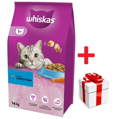 Whiskas Adult 14кг - суха храна за възрастни котки, с вкусна риба тон + БЕЗПЛАТНА изненада за вашата котка
