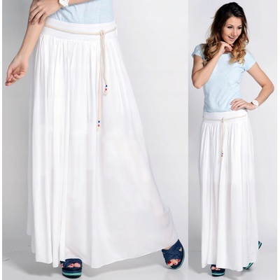 Fashionweek dlouhá maxi letní sukně ze vzdušného materiálu+pasek ZIZI278 bílá