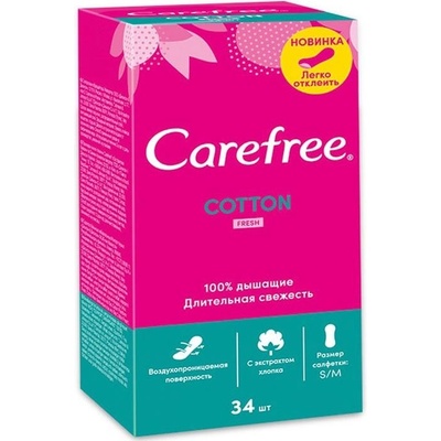 Johnson Carefree Slip normal cotton Dámske hygienické intímne vložky 34 ks