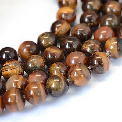 NUBIO Přírodní tygří oko třída AB - korálky, černohnědé, 8 mm