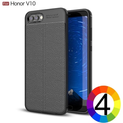 Huawei Honor V10 / View 10 Удароустойчив Litchi Skin Калъф и Протектор