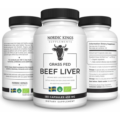 Nordic Kings Hovädzia pečeň v BIO Grass-fed kvalite 180 kapsúl