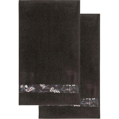 Livarno home ručník 50 x 100 cm 2 ks květiny šedá