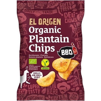 El Origen Chipsy zo zelených banánov Plantain Barbeque BIO 80 g