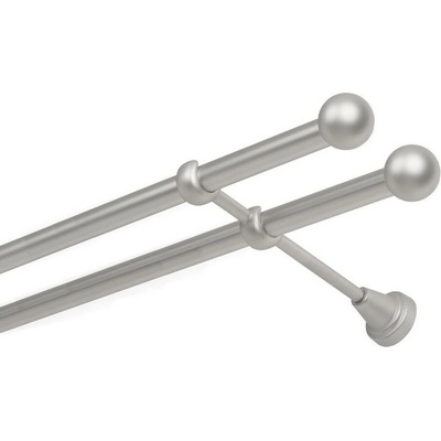 OK-GarnýžeCZ Garnýž kovová dvouřadá 19mm Koule satina 310 cm do stěny / na tunýlek - bez kroužků