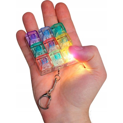 Přívěsek na klíče Fidget keyboard LED klávesnice 9 barevných tlačítek