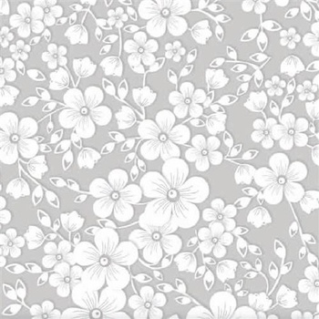 Impol Trade Obrus PVC 158B biele kvety na sivom podklade návin 20 mx140cm
