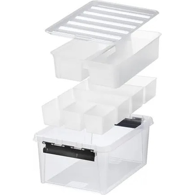 SMARTSTORE Пластмасова кутия за съхранение с черни дръжки, 7 отделения, SMARTSTORE "Classic 15", прозрачна 3598790 (3598790)