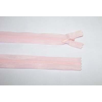 Zips krytý 3mm ružová nedeliteľný 40cm dederon