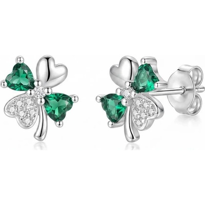 Elanis Jewel Jemné stříbrné náušnice Čtyřlístek se zirkony EJ00799