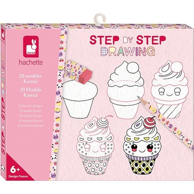 Janod Творчески комплект Janod - Нарисувай стъпка по стъпка, Kawaii (J09156)