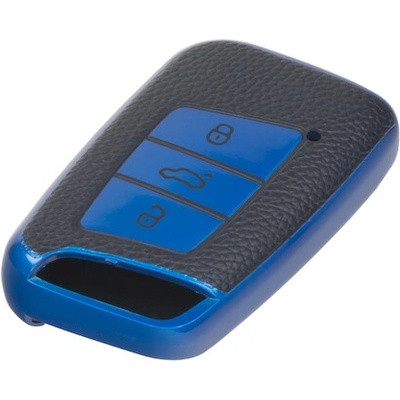 TPU obal pro klíč VW Passat B8, modrý-kůže, 484VW123LB