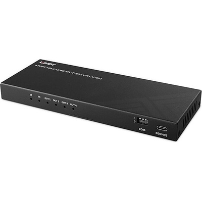 Lindy Сплитер HDMI 8K60Hz, 4 порта, с аудио и намаляване на мащаба, черен 38535 (38535)