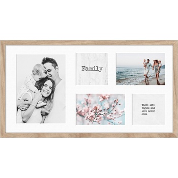 STYLER Рамка за 5 снимки Kyoto с бяло паспарту 27 x 51 см бежова (RA-15139)