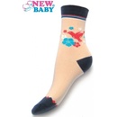 New Baby dětské bavlněné ponožky béžové s ptáčkem