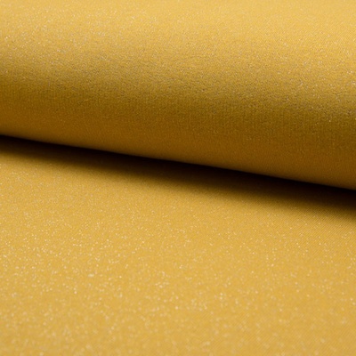 Teplákovina počesaná žlutá, stříbrný lurex, š.150