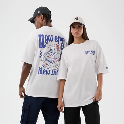 New Era Branded PIzza Time Graphic Oversized Tee White