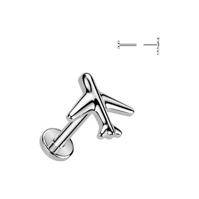Šperky4U Piercing do brady letadlo PUSH IN labreta TITAN TIT1626