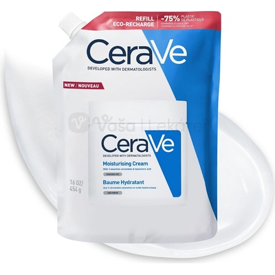 CeraVe Refill Moisturizing Cream hydratačný krém na tvár a telo pre suchú až veľmi suchú pokožku náhradná náplň 454 g