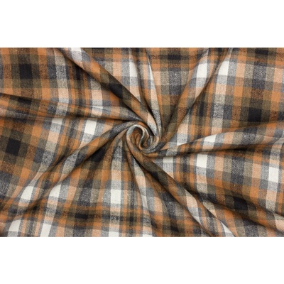 Flanel směsový - Oranžové káro