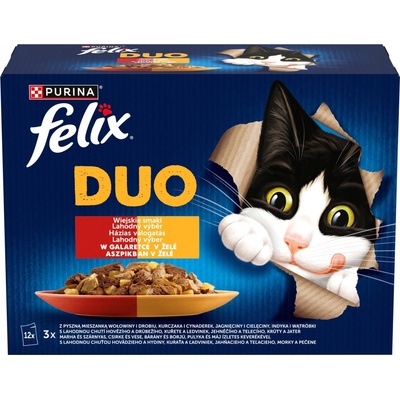 Felix Duo Krmivo s venkovskými příchutěmi v želé 1,02 kg 12 x 85 g