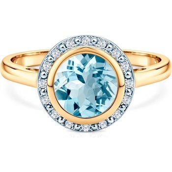 SAVICKI Годежен пръстен Savicki: двуцветно злато, топаз, диаманти