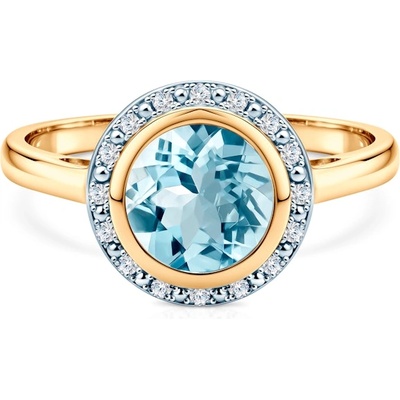 SAVICKI Годежен пръстен Savicki: двуцветно злато, топаз, диаманти