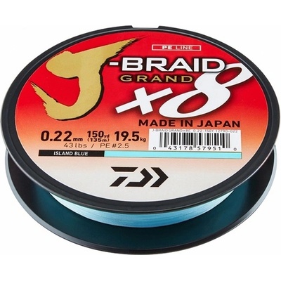 DAIWA Pletená šnúra J-Braid Grand X8 Blue 135 m 0,18 mm