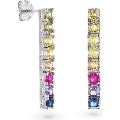 Again Jewelry Hravé visiace náušnice s farebnými kubickými zirkónmi AJNS0041