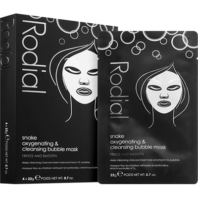Rodial Snake Oxygenating & Cleansing Bubble Sheet Mask Box комплект 4х88 гр. антиоксидантна платнена маска за жени 1 бр