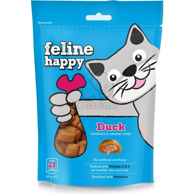 Mark & Chappell Feline Happy Crunchy & Creamy Bites - патешко 60 г