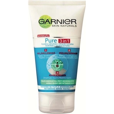 Garnier čistiace gél peeling a maska proti nedokonalostem 3 v 1 Pure 150 ml