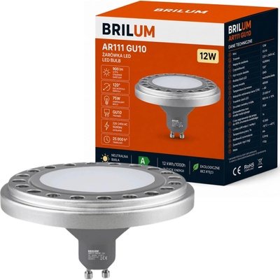 Brilum LED žiarovka AR111 GU10/12W/230V 4000K strieborná 120° B3525