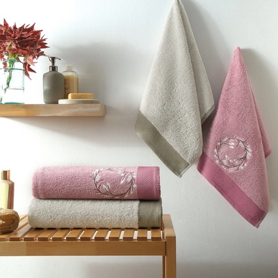 TAC Сет от 4 хавлиени кърпи TAC - Lei Pure, розови/кафяви (1500201700)