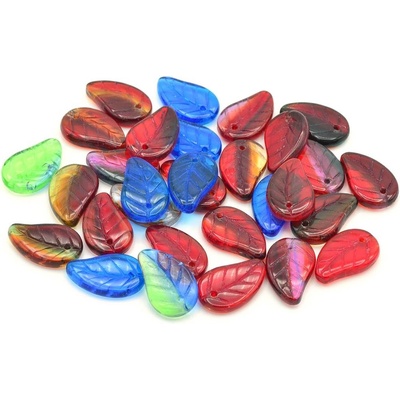 Glass beads, s.r.o. Lístečky 11100073 14x9 mm mix Balení: 150ks
