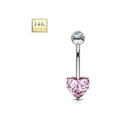 Šperky4U zlatý piercing do pupíku srdíčko ZL01087P-WG