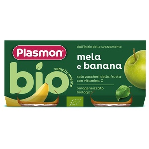 Plasmon БИО Плодово пюре Банан с ябълка 6м+ 2х80г - topcho-online