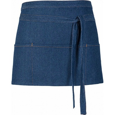 Link Kitchen Wear Džínová koktejlová gastro zástěra se třEma kapsama modrý denim X991