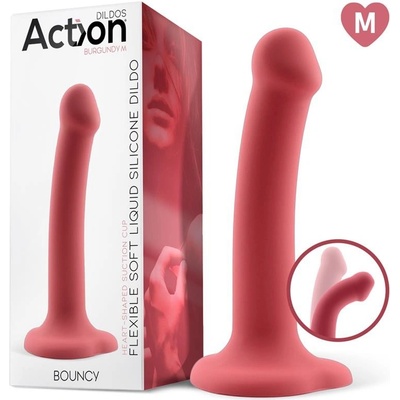 Action Bouncy Liquid Silicone Dildo 7″ 18 cm Burgundy